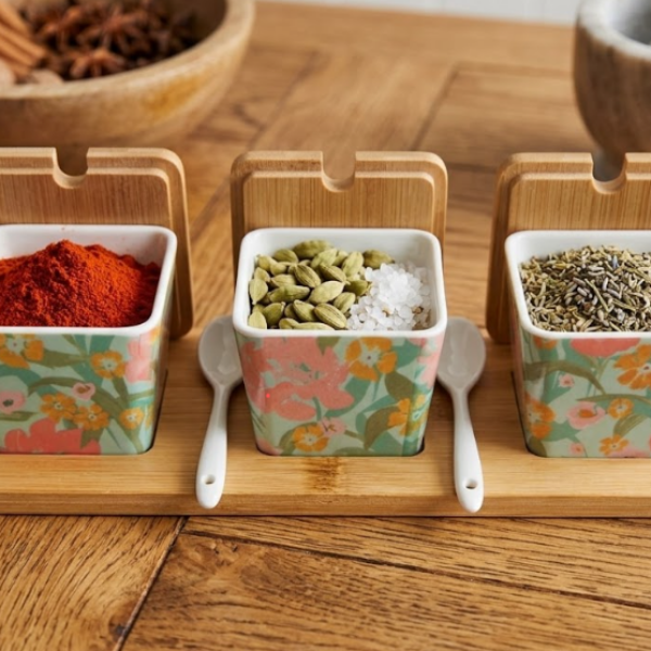 set de 3 especieros de cocina de fibra de bambú 33*11CM 7.5*6.5CM