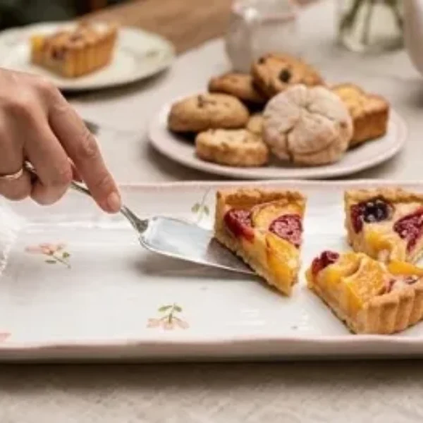 bandeja rectangular de cerámica con diseño floral 13 pulgadas