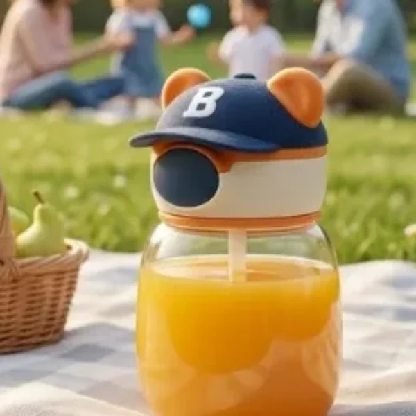 tomatodo infantil diseño de oso con gorra de béisbol 600ML