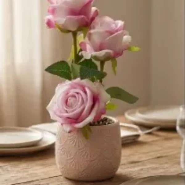 maceta decorativa con 3 rosas artificiales 18*26*10CM
