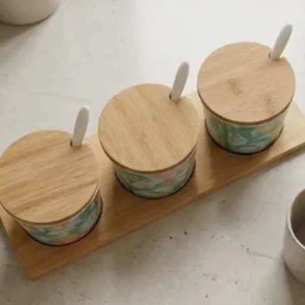 Frasco sellado redondo de tamaño mediano Fibra de bambú 10.5*14.5CM