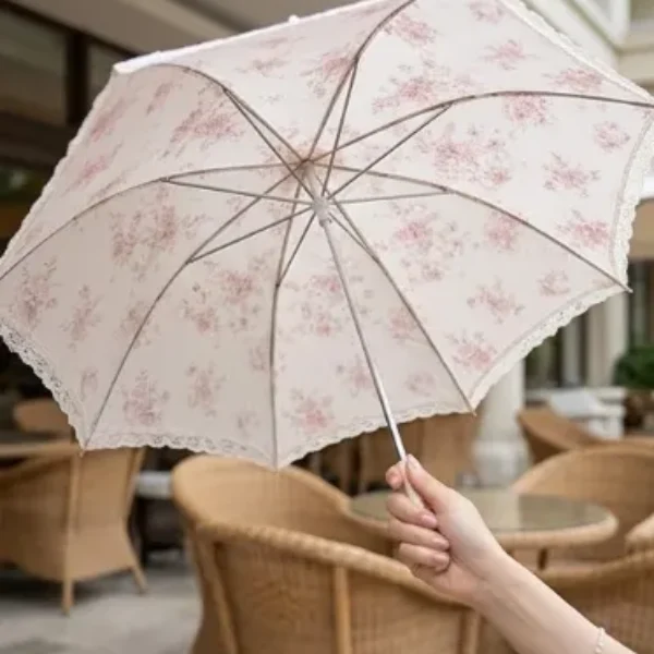 sombrilla de encaje con diseño floral vintage 56CM