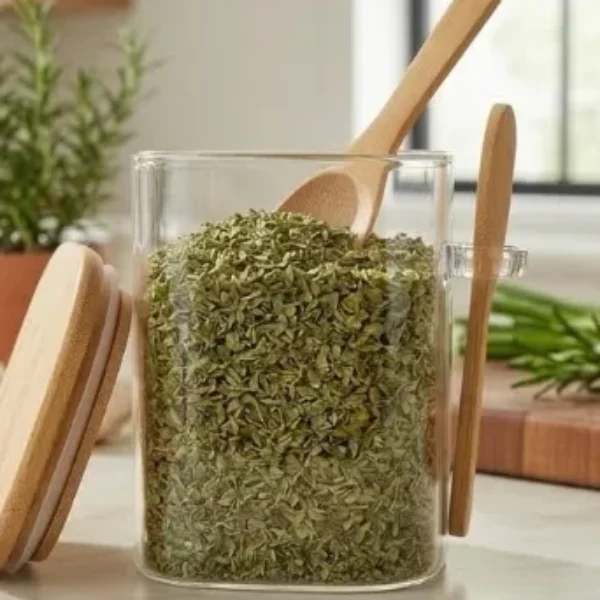 frasco de almacenamiento cuadrado con tapa y una cuchara de bambú 10*15CM