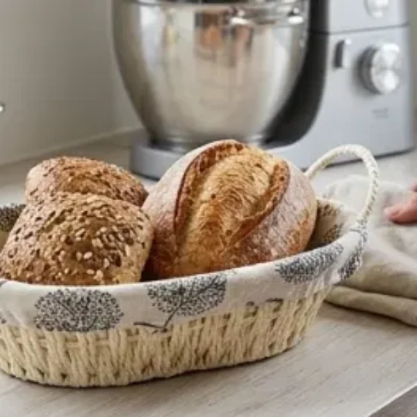 Cesta tejida de mimbre decorativa con forro de tela 27*21*8CM