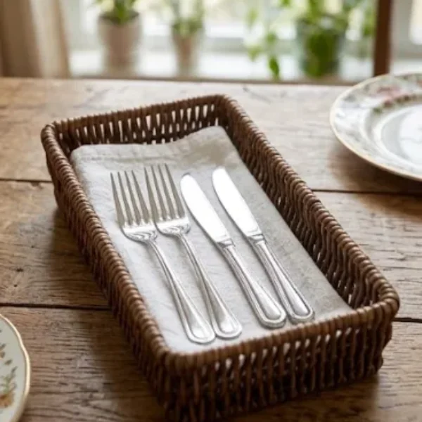 Cesta tejida de mimbre rectangular 24*9*4CM