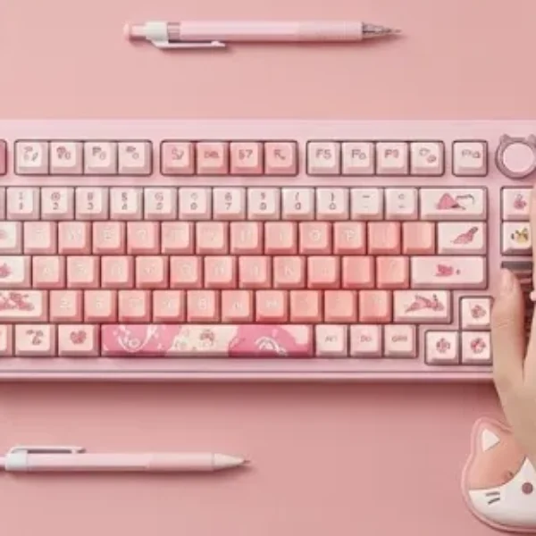 Teclado mecánico inalámbrico Bluetooth AULA S75 Pro Cat Pink 40*13*4CM