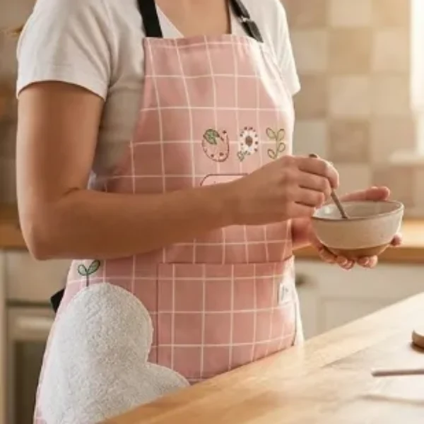 delantal de cocina impermeable de cuadrícula blanca 70*70CM