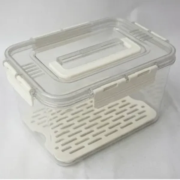 Contenedor acrílico de alimentos con tapa , asa y bandeja escurridora 23.8*17*14.2CM
