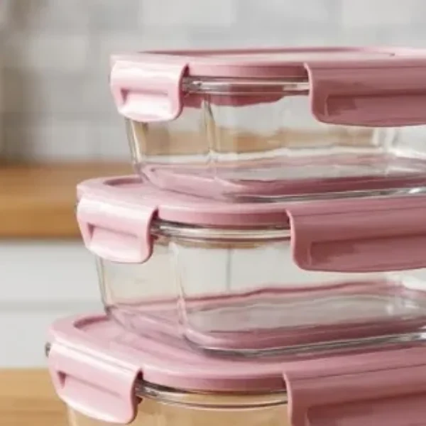 set de táperes de vidrio herméticos 370ML 640ML 1040ML