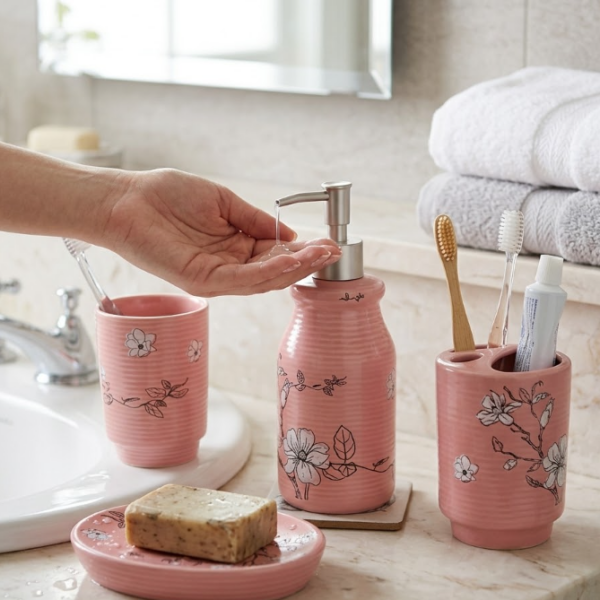 set de accesorios de ceramica para baño de 4 piezas 20.5*7*2.3*13.3*8.3*11.5*6.7 CM