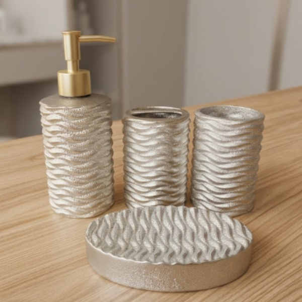 juego de accesorios para baño de 4 piezas plateado 20.5*7*2.3*13.3*8.3*11.5*6.7