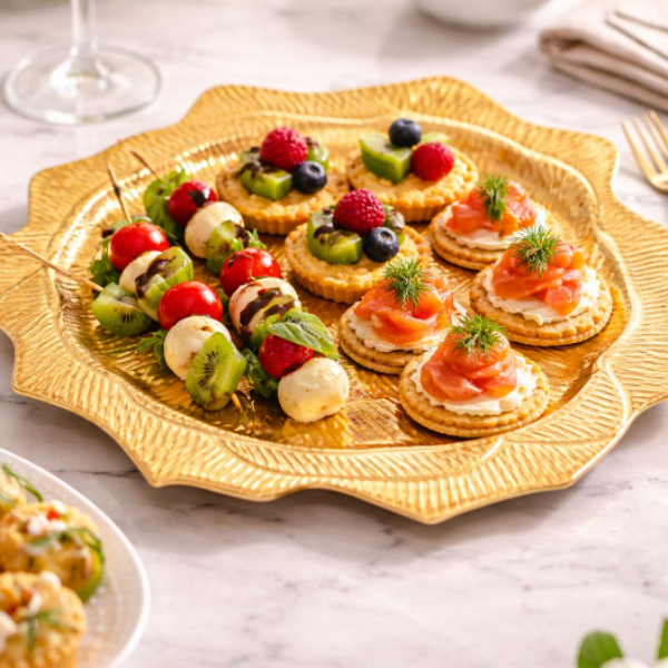 platos de sitio dorado rosa en relieve 33CM