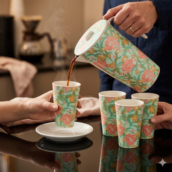 set de jarra y vasos de fibra de bambú 17*22*13CM