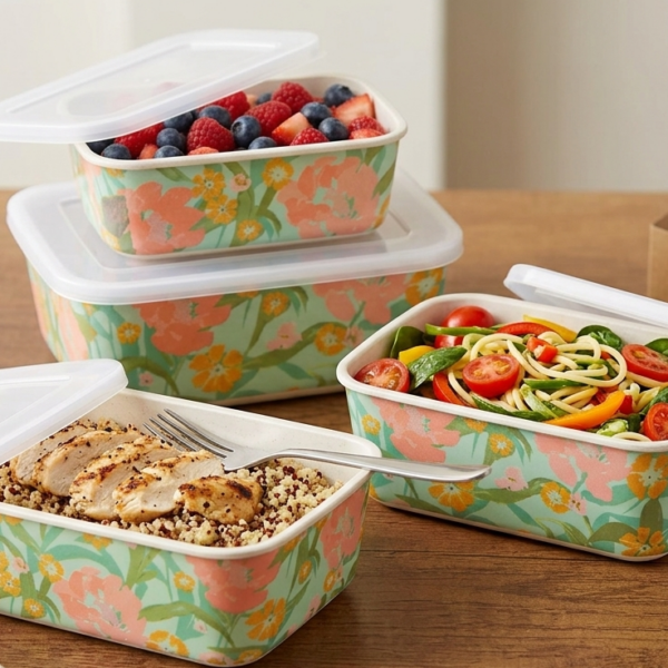 set de 3 tapers herméticos de fibra de bambú 19.5*14.5*7CM 16*12*6CM 13*10*5CM